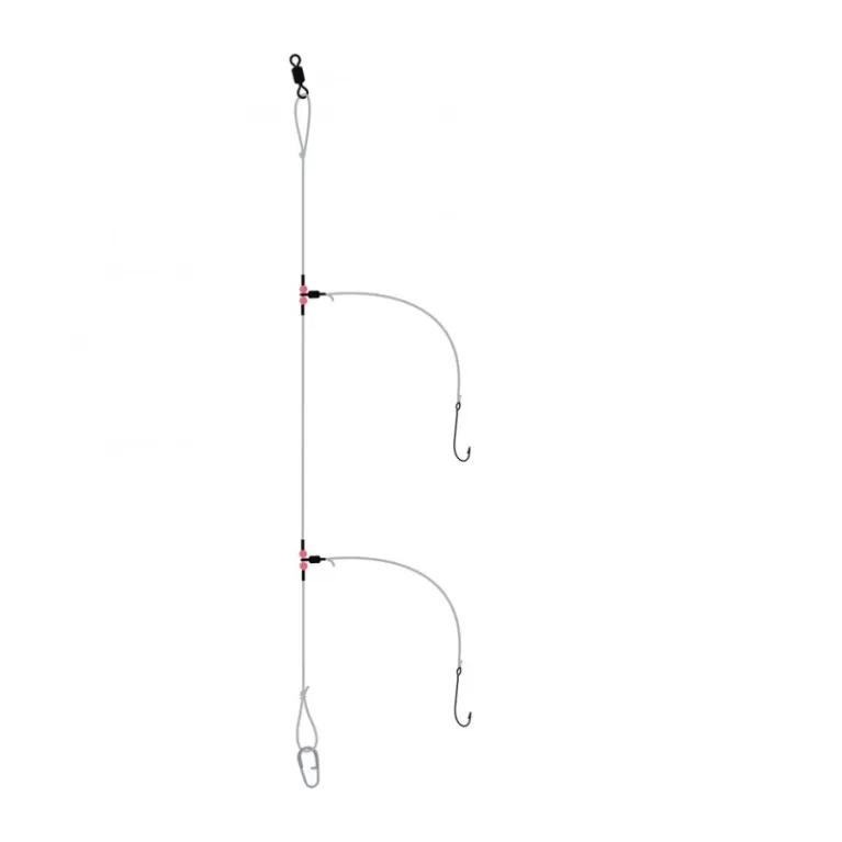 Flashmer Bas de Ligne Pro Surf N°4 – Montage surfcasting 2 hameçons