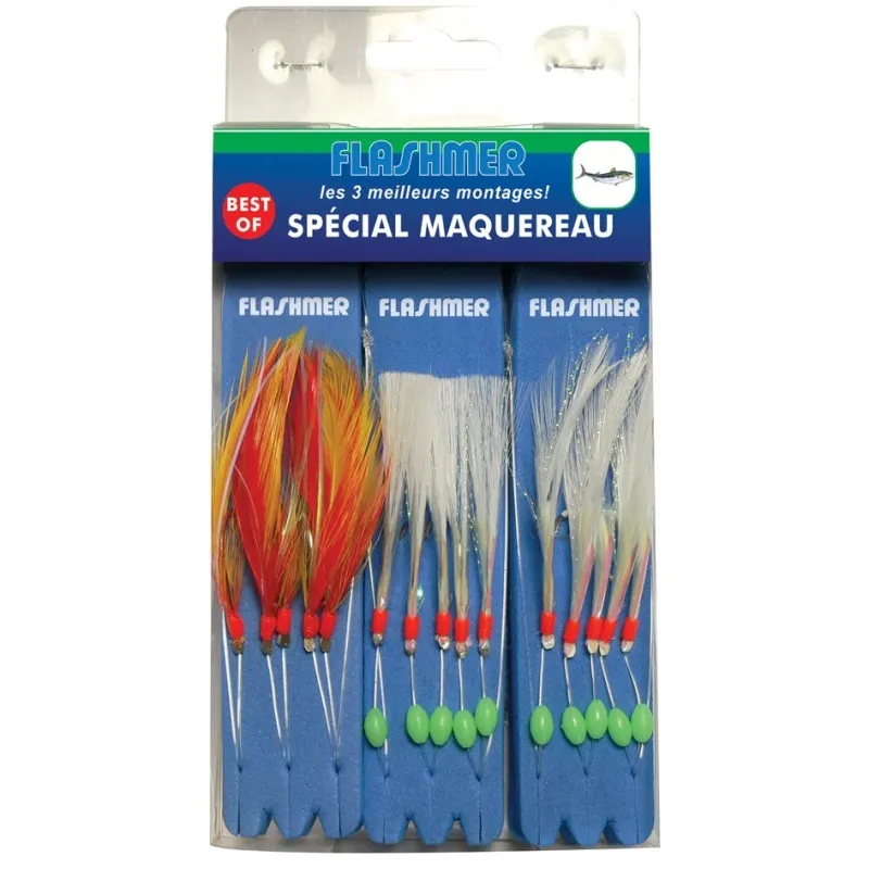 Flashmer Best Of Spécial Maquereau – 3 bas de ligne prêts à pêcher