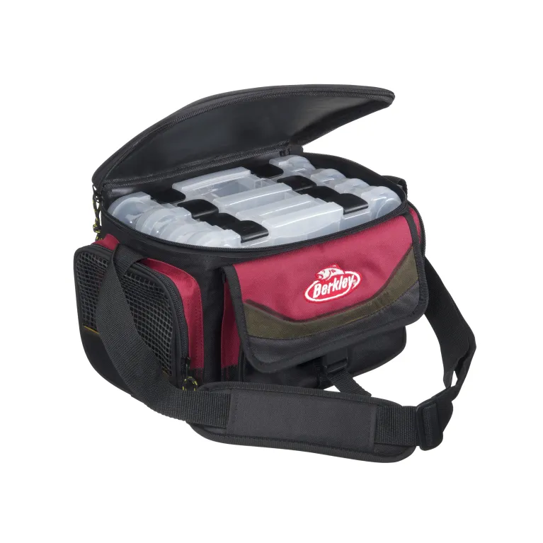 SAC AVEC 4 BOITES BERKLEY SYSTEM BAG RED & BLACK
