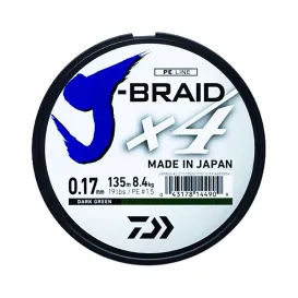 Daiwa J-Braid X4 Verte 135 m – Tresse 4 brins