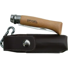 Opinel N°8 Manche Hêtre + Étui Cuir – Couteau pliant 85 mm