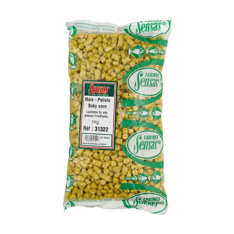 Sensas Baby Corn 8 mm – Pellets Maïs 1 kg pour Gros Poissons Blancs